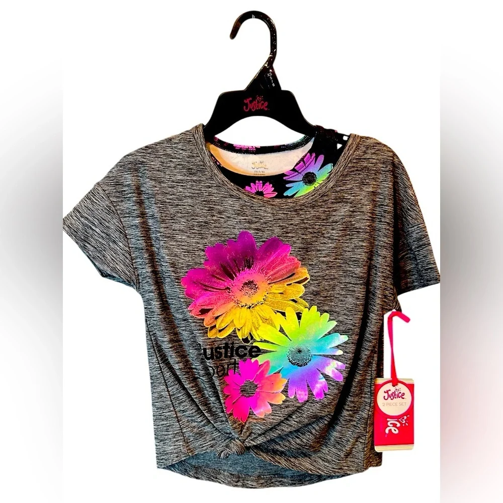 Justice Short Sleeve Tee With Short Bralette